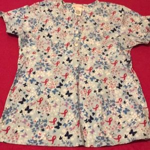 *CLEARANCE* breast cancer scrub top sz M